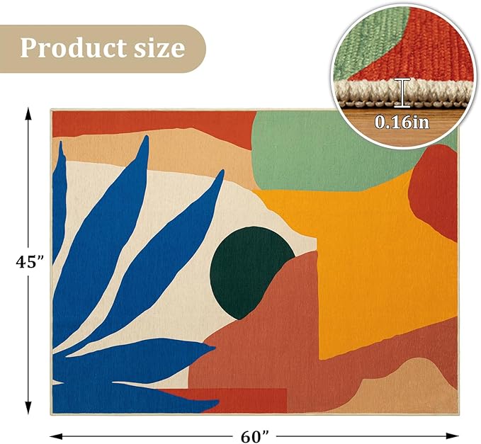 Office Chair Mat for Hardwood Floor, 60"x45" Easy Glide Computer Desk Mat Protector for Rolling Chair Under Desk Rug Nonslip Backing, Machine Wash, (Modern)
