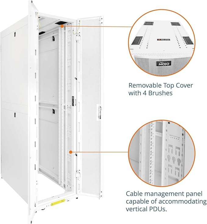 Tecmojo 48U Server Rack Cabinet - PRE-Assembled 24inch Width 43inch Depth IT Network Equipment Cabinet Rack Enclosure with Casters - 3000lbs Weight Capacity(06White)