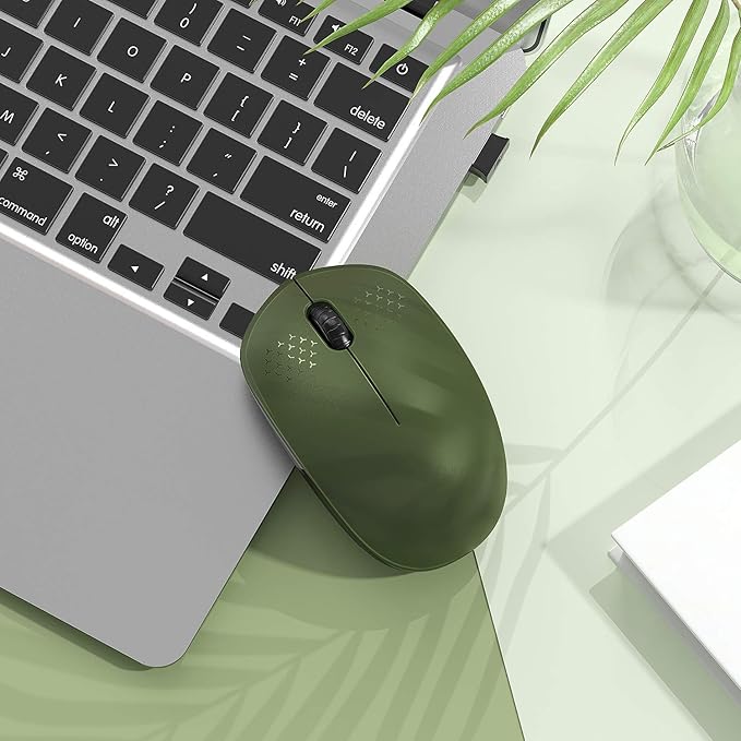 seenda Wireless Mouse for Laptop, 2.4G Noiseless Mouse with USB Receiver - Optical Tracking Portable Computer Mice for Chromebook, PC, Tablet, Windows System, 24 Months Battery Life - Green & Black
