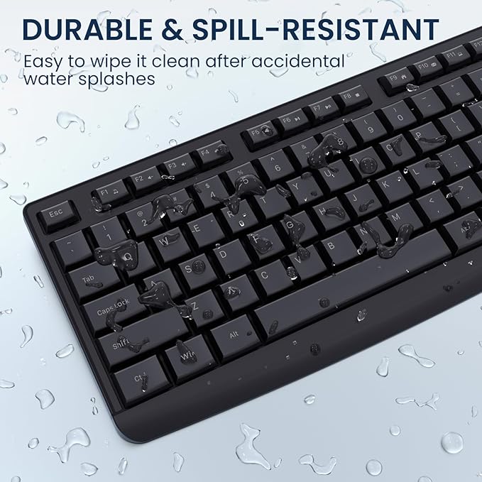 Wireless Keyboard and Mouse Combo, COLIKES 2.4G USB Cordless Mouse and Keyboard, 3 Level DPI Slim Ergonomic, Responsive Plug & Play for Computer Laptop PC - Full Size
