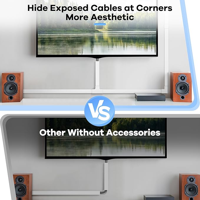 Cord Hider Kit 126in (8 x L15.7in) - ZhiYo Cable Covers for Wires on Wall, Wire Hider for Wall Mounted TV, White Cable Raceway, Paintable Cord Cover Cable Management for Home Office, W1.54in x H0.75in