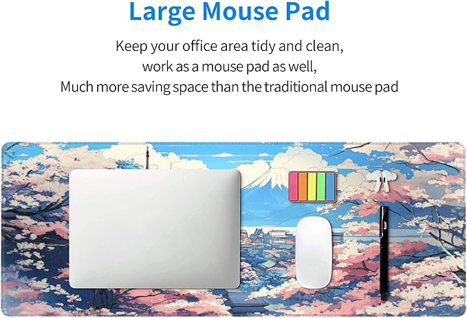 Japanese Desk Mat Large Gaming Mouse Pad Japanese Extended Mousepad Big in Laptop Computer Mouse Keyboard Mat for Office Desk Decor 31.5x12 in
