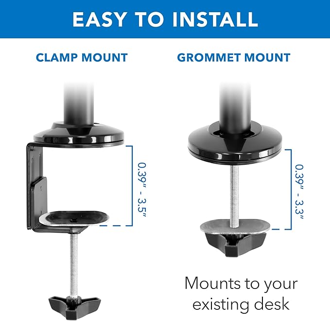 Mount-It! Dual Monitor Arm Desk Mount Sit-Stand Workstation with Keyboard Tray, Height Adjustable Gas Spring, Fits Two 17–32” Screens, 17.6 lbs Each, VESA 75x75 100x100, Clamp or Grommet (Black)