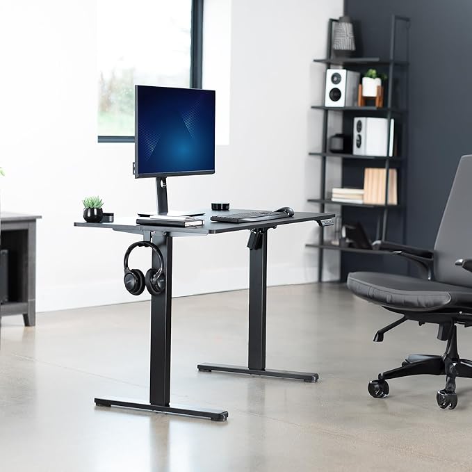 VIVO Electric 44 x 24 in Standing Desk, Memory Height Adjustment, Black Top Black Frame, DESK-E144B