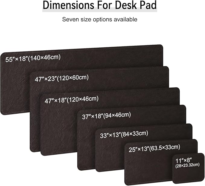 Imitation Crazy Horse Leather Desk Mat - Waterproof Desk Pad - Ideal for Large Mouse Pad and Desk Mats on Top of Desks (deep Coffe+Black, 33"*13")