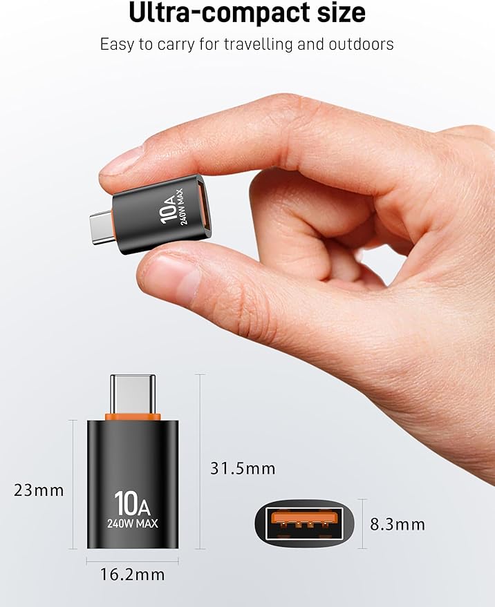 USB C to USB A Adapter(5 Pack), Type C to USB Converter, USBC Male to USB A Female OTG Adapter for MacBook Pro, Mac mini, iPhone17 16 Series, iPad 10 11, Dell XPS, Galaxy S25.