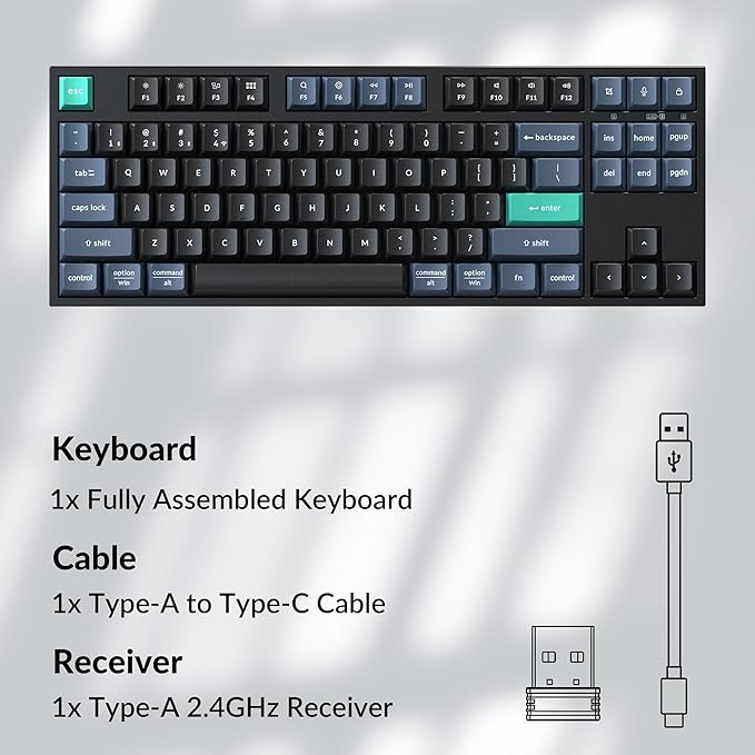 Keychron B33 2.4 GHz Wireless Bluetooth Keyboard Silent Typing 80% TKL Layout Launcher Support Ergonomic Angle Compatible for Mac Windows Linux-Deep Black
