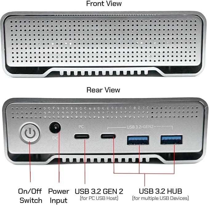 GX100 14TB USB 3.2 Gen 2 USB-C External Hard Drive with USB Hub for Windows or MacOS Desktop PC/Laptop - 2 Year Warranty