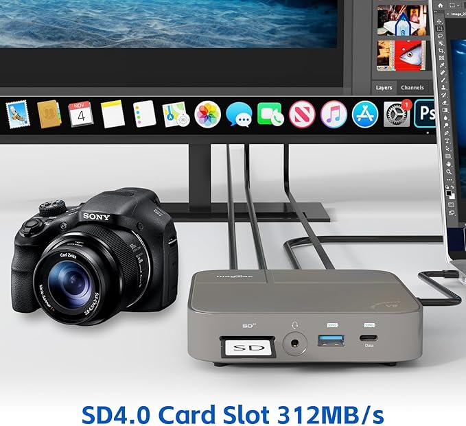USB C Docking Station Dual Monitor 4K@60Hz or Single 8K@30Hz with 2 HDMI for Windows Laptops,11-in-1 Laptop Docking Station with 5 USB A/C, SD, Gigabit Ethernet, Audio, 130W AC Power Supply