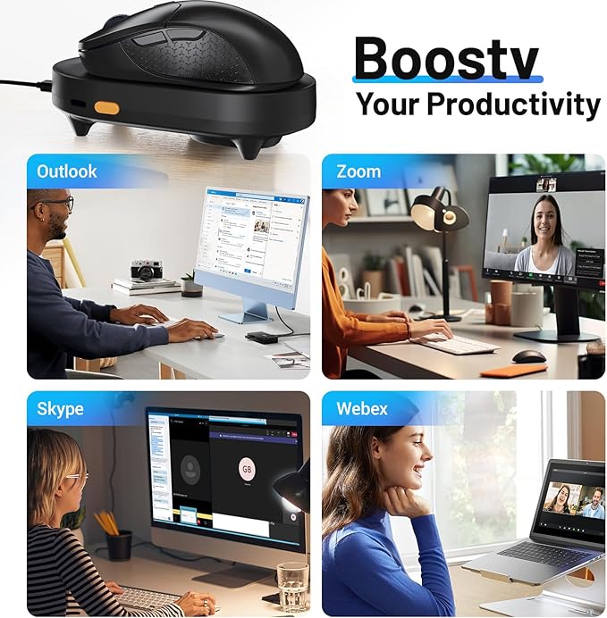 HONKID Undetectable Mouse Mover Jiggler with ON/Off Switch and USB Port Drive-Free,Simulate Physical Automatically Mouse Movement,Prevent Computer Laptop Inactive/Lockdown (Black)