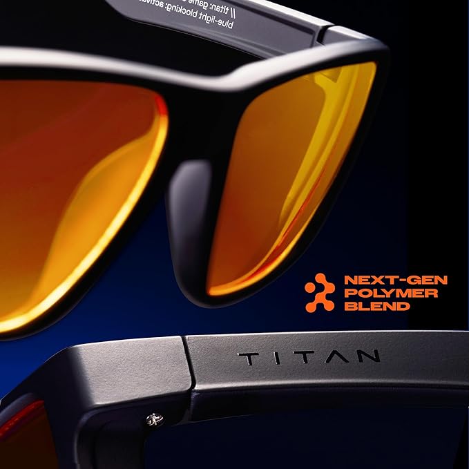 Titan Gaming Glasses, Blue Light Blocking, Night Driving Glasses for Men, Computer Protection, Gift for Gamers