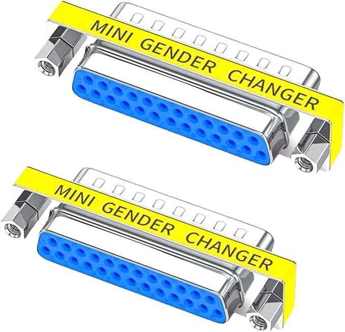 db9 Connector Null Modem Adapter,25-Pin Serial vga Adapter RS232 db9 Gender Changer,for Computer and Industrial Device Data Transfer(F-F(2P-25 Pin))