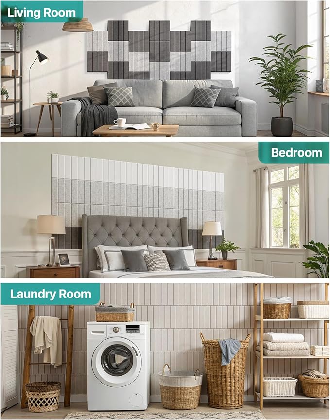 12 Pack Sound Proof Foam Panels for Walls, Self-Adhesive Acoustic Panels Sound Absorbing, 12" X 12" X 0.4" High Density Soundproof Wall Panels Tiles for Door, Ceiling, Home Office