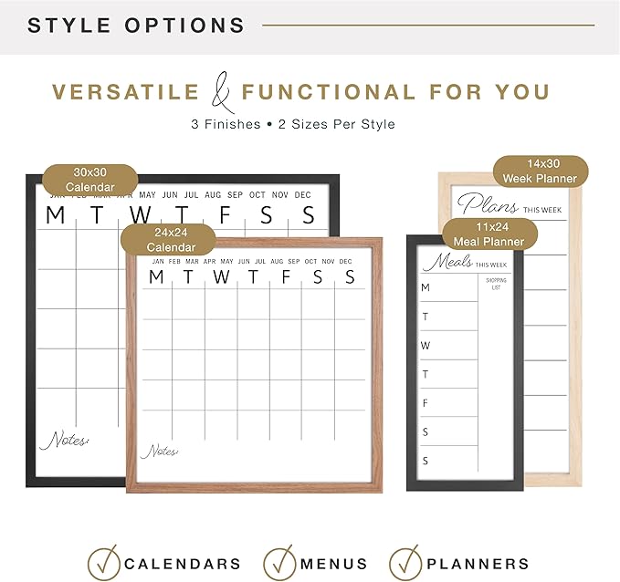 MCS Dry Erase Weekly Planner 11x24 Black Framed Calander Whiteboard for Wall, Plan Your Week with Family Weekly Planner for Dinners, Sports, Events & More
