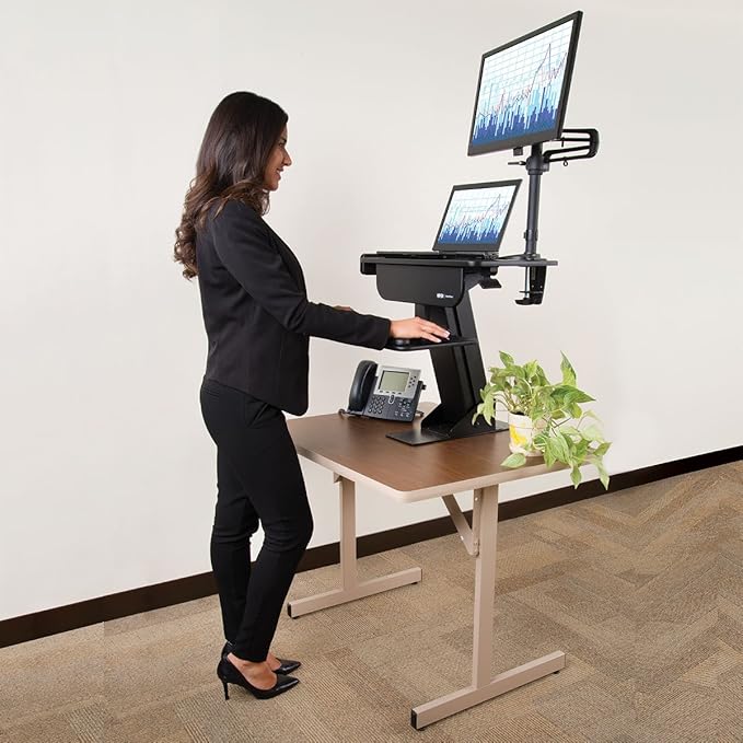 Tripp Lite Sit Stand Desktop Workstation, Adjustable Standing Desk with Clamp (WWSSDC)