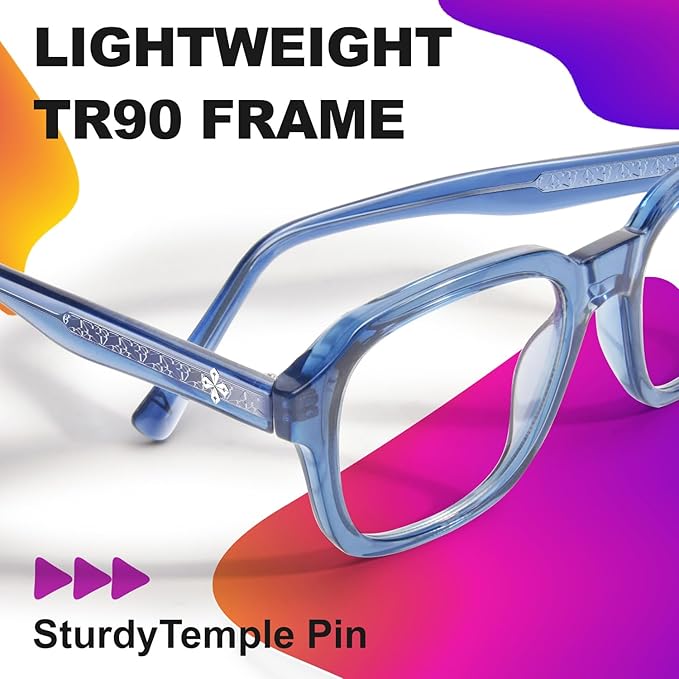 VISOONE Oversized Square Blue Light Blocking Glasses Fashion Computer Eyewear for Women and Men BENNETT