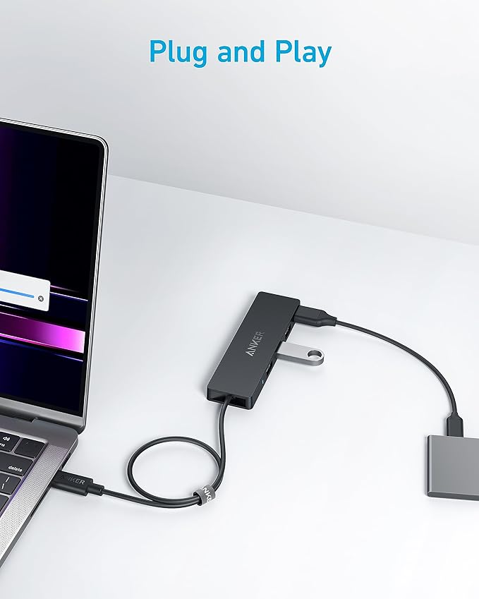 Anker USB C Hub 4 Ports, Multiple USB 3.0 Hub with 5Gbps Data Transfer, Extender for Type C Port Laptop, PC, Desktop and More (2 ft USB-C Connector, Charging Not Supported)
