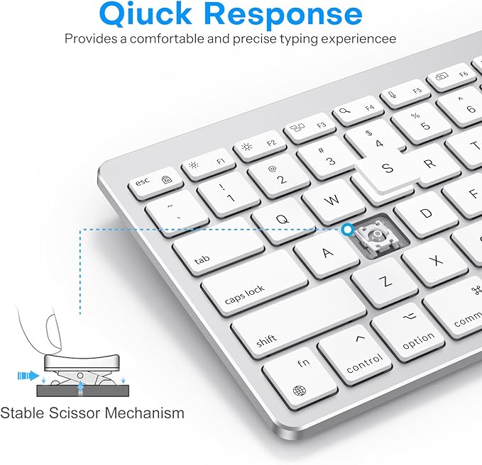 OMOTON Keyboard and Mouse for Mac, Wired Keyboard for Mac with Numeric Pad Dual Interface (Type-C & USB), Mouse with USB A Interface for MacBook Pro/Air, iMac, Mac mini/Pro Laptop, Silver White
