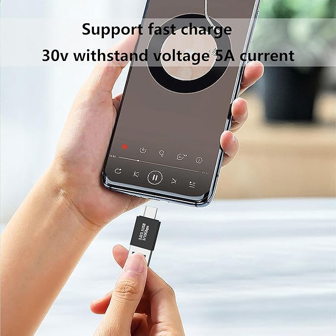 VAKS USB C to USB 3.0 Adapter (4 Pack), Type C Male to USB 3.0 Male Converter, Compatible with Mobile Phones, Computers, Notebook Computers, Black