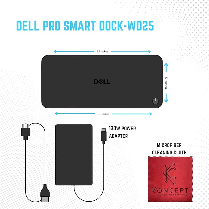 WD25 Dell Pro Dock USB-C Docking Station - with 100W Power, Dual 4K Display Support, HDMI, DP & USB-C Cables - 3 Year Warranty