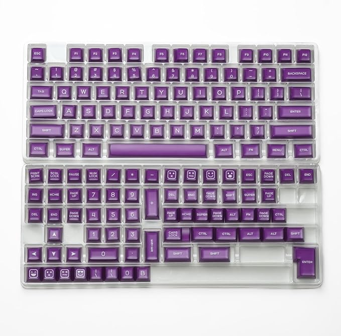 ULTRAEQUIP Purple Jade Keycaps 142 Keys Double Shot PBT Keycaps RSA Profile, Translucent Green Shine Through, Custom Set for ISO ANSI 60, 75, 80, 95, 100% Mechanical Keyboard