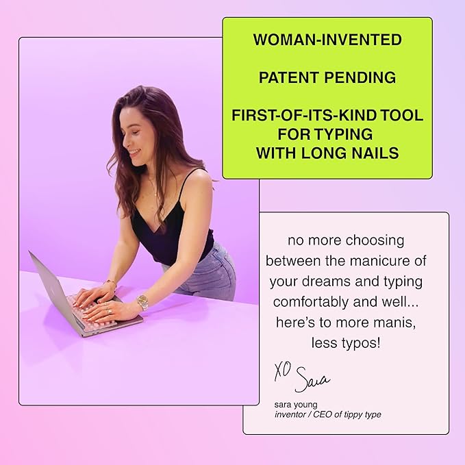TIPPY TYPE Raised Keyboard Cover for Long Nails - Fits MacBook Pro & Air, iPad 13", & Magic Keyboard (No Numpad) -Silicone -The Original -Comfortable Typing, Quiet, Nail Protection (Violet Haze)