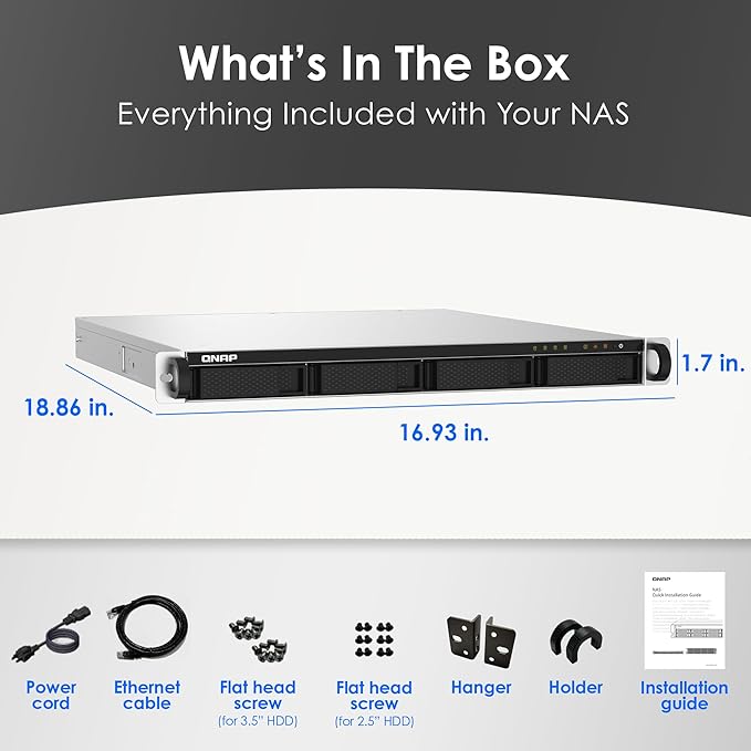QNAP TS-432PXU-RP-2G 4 Bay High-Speed SMB Rackmount NAS with Two 10GbE, Two 2.5GbE Ports and Redundant Power Supply