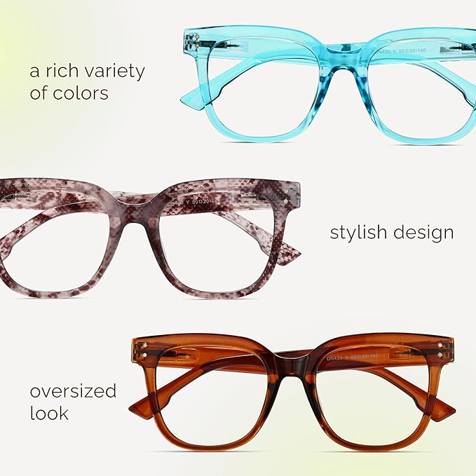 miyya Blue Light Glasses for Women & Men – Oversized UV & Blue Light Blocker Chunky Frames, Stylish Eyewear Accessories