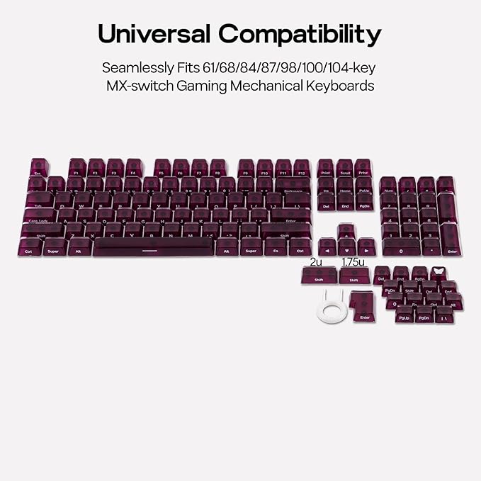 EPOMAKER Lusterfly Jelly Keycaps Set - 123 Keys Double-Shot Laser Engraved, MDA Profile, ABS+PC, Non-Shine-Through, MX-Compatible for 61/68/84/87/98/100/104-Key Mechanical Keyboard (Red)