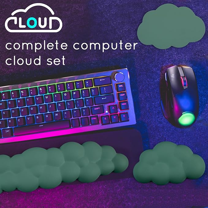 Cloud Wrist Rest for Computer Keyboard Arm Wrist Rest with Non-Slip Base Extended Wrist Rest Ergonomic Memory Foam for Keyboard and Mouse Typing Pain Relief, Office, Gaming, Computer