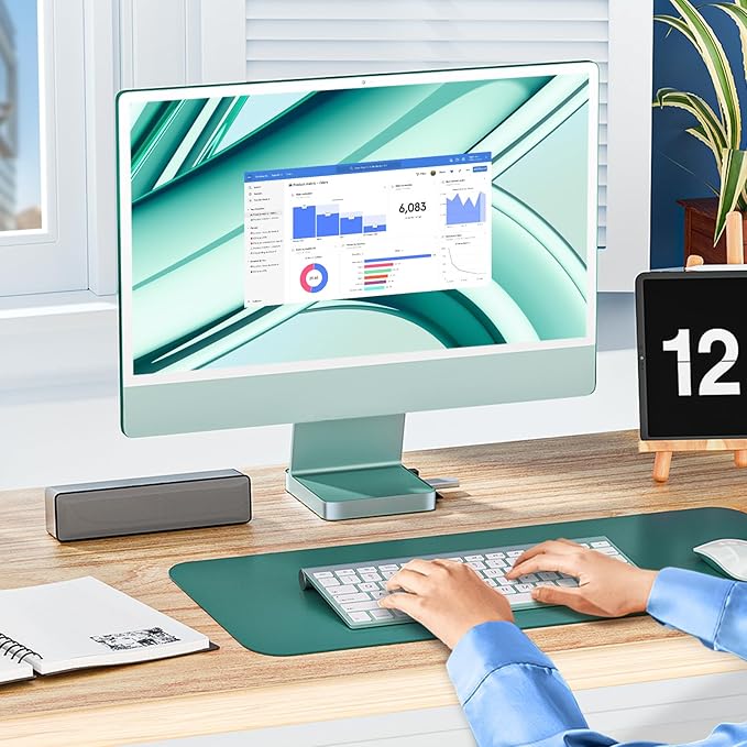 USB C Hub for iMac 24 inch 2021/2023/2024, Minisopuru iMac Hub Support M.2 NVMe SSD, iMac Accessories for iMac M1/M3/M4, iMac Adapter with USB A/C 10Gbps, SD/TF, M.2 SSD (Not Included), Green
