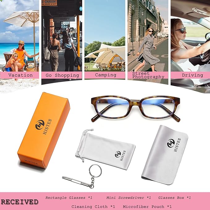 HJSTES Vintage Blue Light Glasses for Women Men Round Bluelight Blocking Glasses Thick TR90 Frame Eyeglasses
