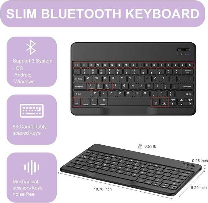 Soke Keyboard Case for iPad Pro 13 Inch (M5 2025/M4 2024), 7-Color Backlit Detachable Bluetooth Keyboard, Folio Stand TPU Back Cover with Pencil Holder for iPad Pro 13", Purple Marble