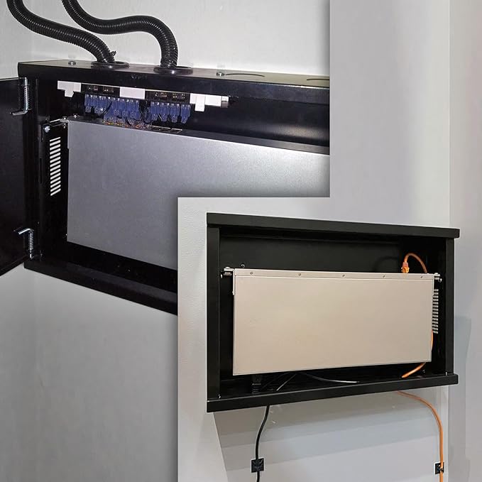 Electriduct 2U Wall Mount Rack Enclosure Network Cabinet Solid Door Black Powder Coated Steel with Lock