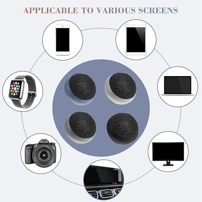 Suclain 4 Pack Touch Screen Cleaner Balls Phone Cleaning Ball Microfiber Touch Car Screen Glass Cleaner for Easter Computer Laptop Phone Monitor(Black, Blue, Dark Grey,Light Grey)
