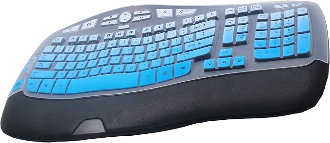Silicone Keyboard Skin Cover Compatible for Logitech K350 MK550 MK570 Wireless Wave Keyboard, Logitech K350 MK550 MK570 Keyboard Skin (Ombre Blue)