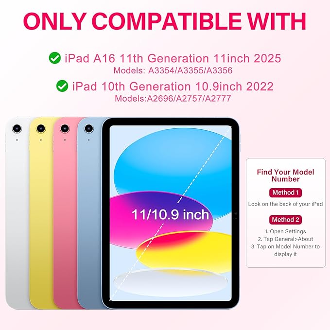 for iPad A16 11th 10th Case with Keyboard: Backlit Keyboard Case with Trackpad & Pencil Holder, Magnetic Detachable for Students Daily Learning & Note-Taking, Watermelon Red