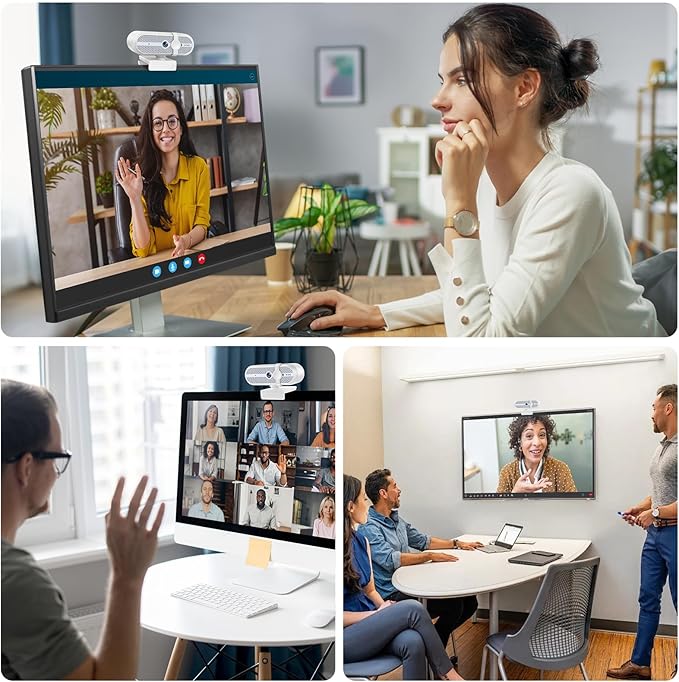 2K Webcam for PC, 5MP, Noise-reducing Microphone, 90° FOV, USB Webcam Plug & Play, Slide Privacy Cover, Suitable for Win 7/8/10 MacOS, Wide Compatibility for Zoom, Microsoft Teams