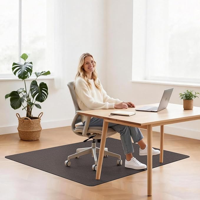 Sycoodeal Office Chair Mat for Hardwood & Tile Floor, 36" x 48" Computer Gaming Chair Mat for Rolling Chairs Non-Curve, Anti-Slip, Heavy Duty Floor Protector for Home Office (Coffee)