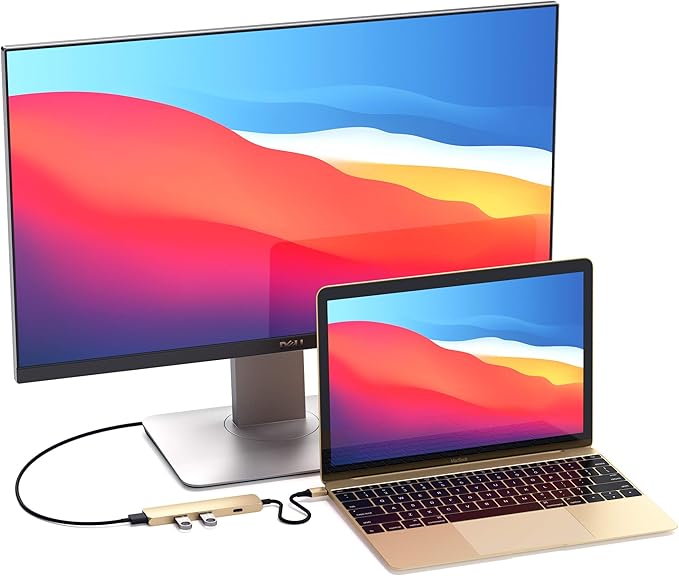 Satechi USB C Hub Multiport Adapter, USB-C Docking Station with 4K HDMI, 60W USBC PD Charging, 2 USB-A, for MacBook Air/Pro M5/M4, Dell, HP, Surface, Lenovo - Gold, Slim Classic