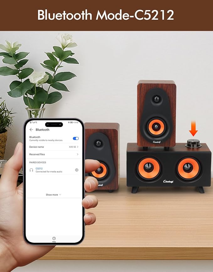【2026 Update】 USB 2.1 Computer Speakers with Subwoofer, 3.5mm/USB Input Pc Speakers with Subwoofer, PC/Line-in/Bluetooth Modes, Stereo Sound Ideal for Desktops and Laptops
