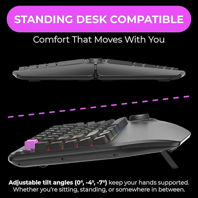 Cloud Nine ErgoTKL Ergonomic Tenkeyless Mechanical Keyboard for PC – Kailh Brown – TKL RGB Backlit Ergo Split Key Board