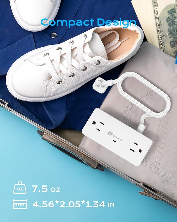Surge Protector Power Strip, 10 ft Flat Extension Cord with 4 Outlets 3 USB Ports (2 USB C), Flat Plug Power Strip with 900 Joules Protection, Suitable for Home Office Dorm Room, White