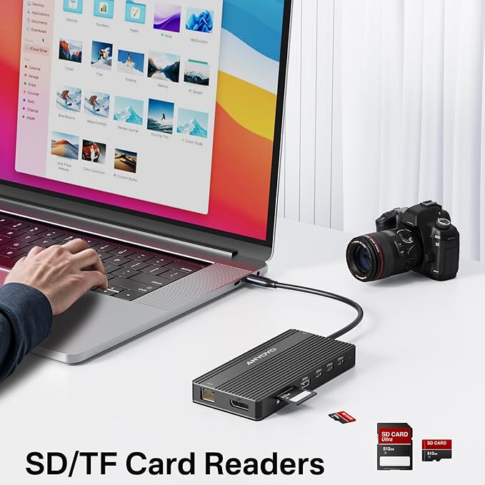 USB C Docking Station Dual Monitor, 14 in 1 Docking Station 3 Monitors with 2 * 4K HDMI, DP, 5*USB-A/C 10Gbps Ports, Ethernet, SD/TF,100W PD, Hub Multiport Adapter for HP/Dell/Lenovo