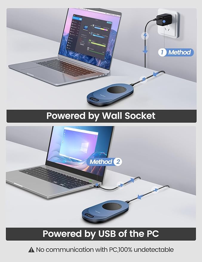 Vaydeer Air 3 Ultra Mouse Mover with APP, Ultra Slim Mouse Jiggler with Timer Function, Undetectable & Noiseless, Simulates Realistic Mouse Movement, Driver-Free, Work from Home, Keeps PC Active