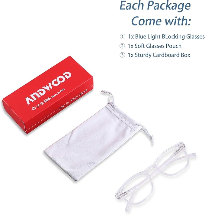 ANDWOOD Blue Light Blocking Glasses Women Men Computer Small Face Clear Bluelight Blocker Eyeglasses Frame