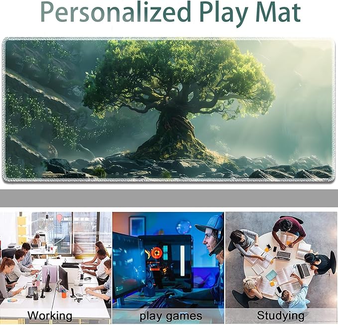 Large Gaming Mouse Pad + Keyboard Wrist Rest + Wrist Support + Coaster Set, Memory Foam Ergonomic for Easy Typing, XXL Extended Gaming Mouse Pad Table Pad - Tree of Life