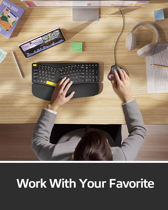 Nulea M509 Trackball Mouse Wired, Ergonomic Design, Easy Thumb Control, Precise & Smooth Tracking, 2-in-1 Interface (Type A &Type C), Compatible for PC, Laptop, Mac, Windows(Pink).