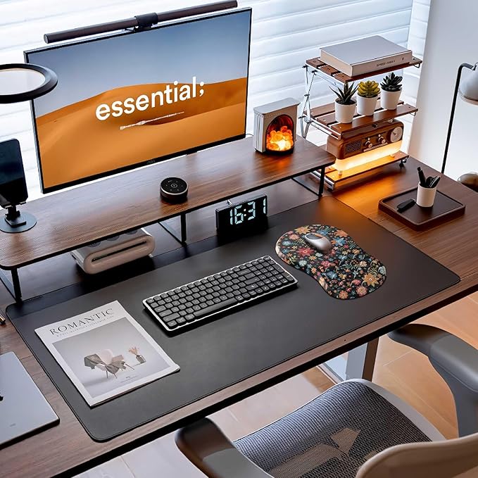 Ergonomic Mouse Pad with Wrist Rest, Flower Mouse Pad with Massage Design,Soft Mousepad for Carpal Tunnel Pain Relief with Integrated Memory Foam Slope Massage Bulge for Wireless Mouse & Desk