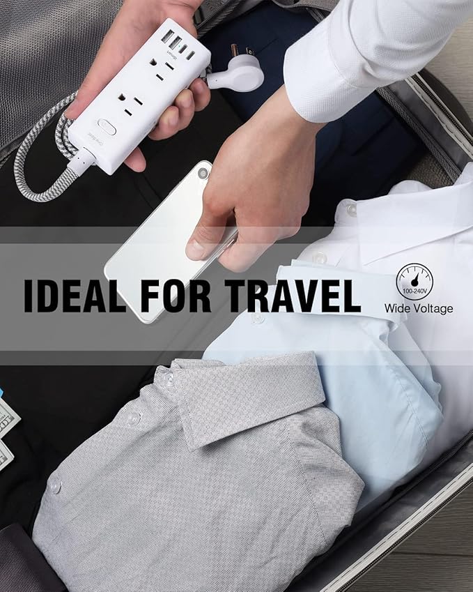 10 Ft Power Strip Surge Protector - One Beat 10ft Extension Cord with 6 Widely Outlets 4 USB Ports (2 USB C), Wall Mount Outlet Extender, Flat Plug Power Strip for Travel Home Office College Dorm Room